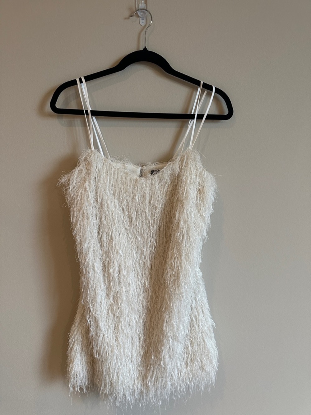 Zara Cream Feather-Texture Mini Dress